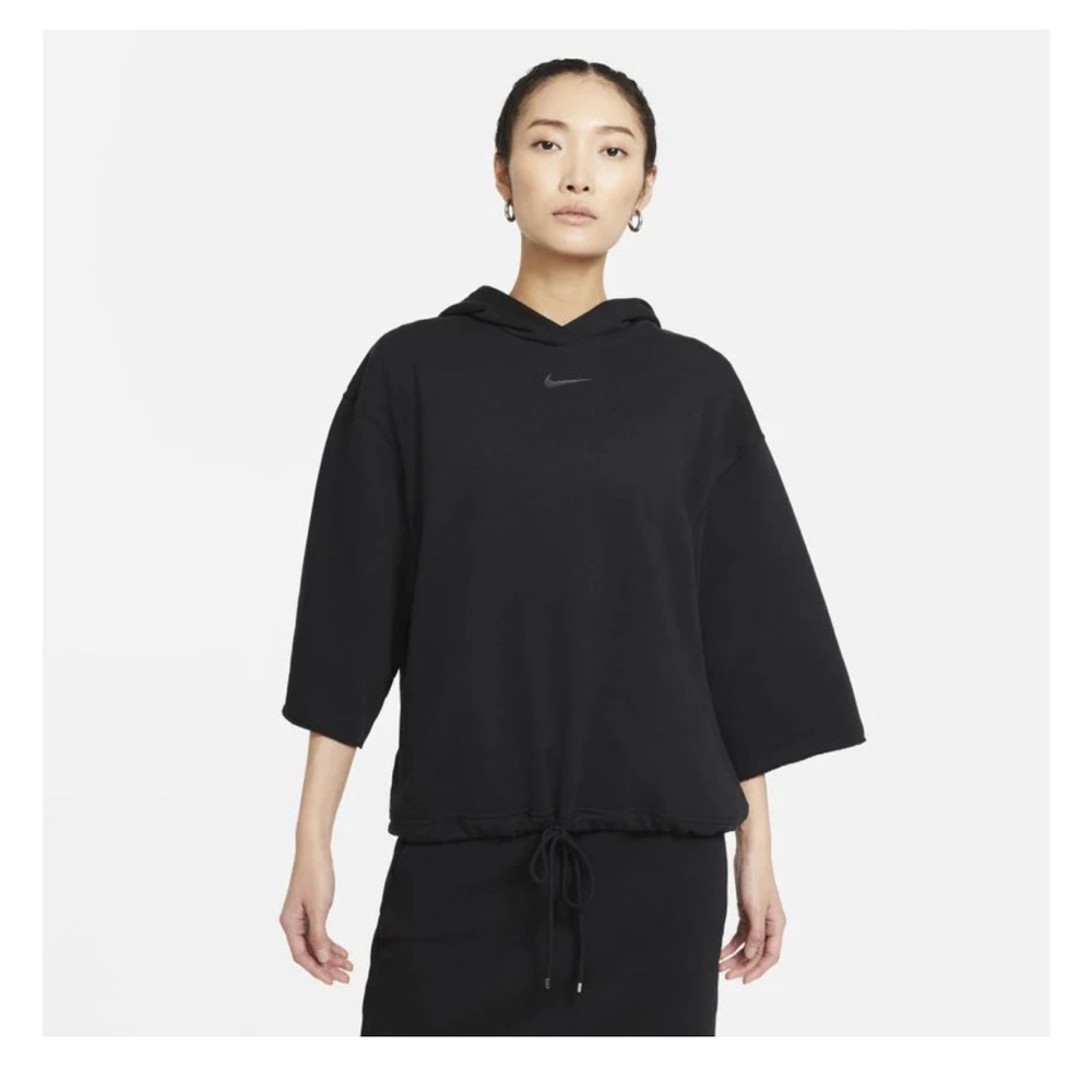 Nike  Womens Large Dri-Fit Pullover Lightweight Running Hoodie Black Icon Clash